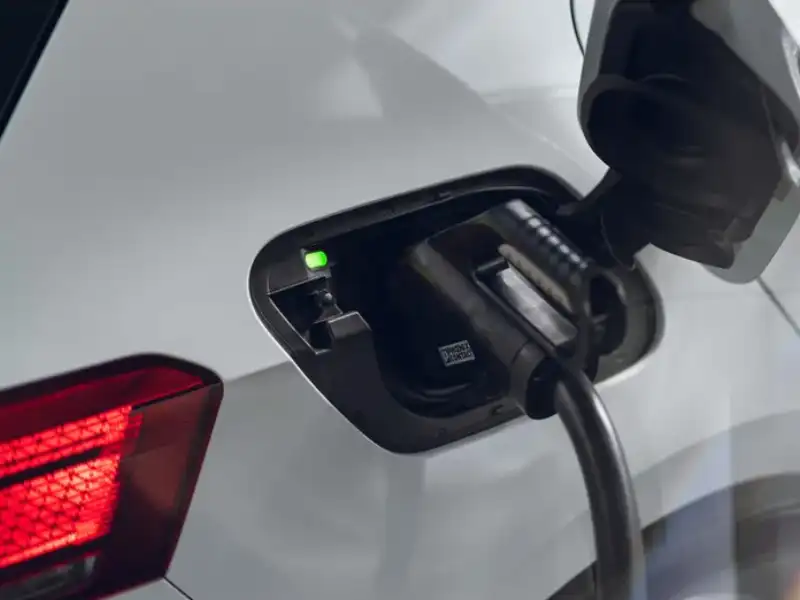 VW ID.3 charging port, electric driving lesson car at Kinetic Electric on the Wirral